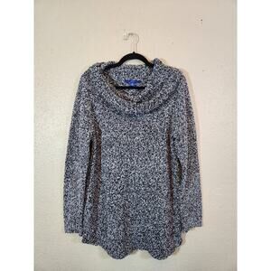 Apt.9 Womens Gray Black Chunky Knit Cowl Neck Long Sleeve Pullover Sweater Sz XL
